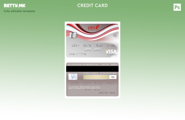 Модерен стил на Гвинеја UBA банкарски шаблон виза платина картичка